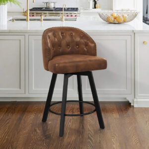 LUE BONA Arturo Swivel Counter Stool with Nailhead Trim - Brown - E27