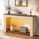 Tribesigns Console Table, Wood Farmhouse 2-Tier Sofa Table with LED Lights - A20
