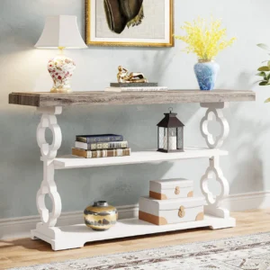 Tribesigns Farmhouse Console Table with Shelves - A22