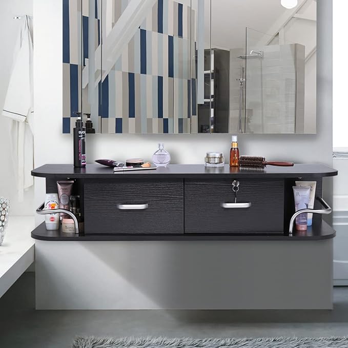 RESHABLE Wall-Mount Salon Station Barbershop Equipment Cabinet with Locking Drawers - B11 - Image 2