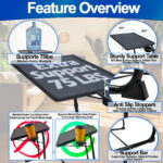 Portable Foldable TV Tray Table – Laptop/Eating/Drawing Stand, Adjustable Height & Angle, Sliding Cup Holder (Black)