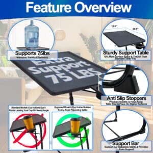 Portable Foldable TV Tray Table – Laptop/Eating/Drawing Stand, Adjustable Height & Angle, Sliding Cup Holder (Black)