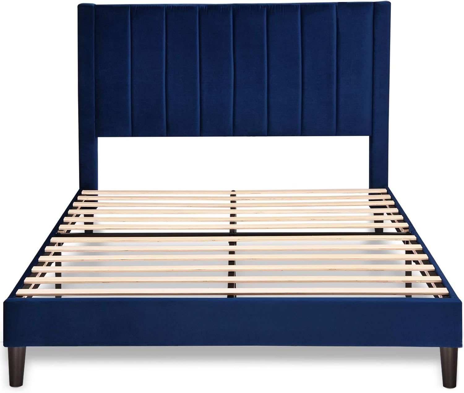 ALLEWIE Upholstered Platform Bed Frame with Adjustable Headboard and Wooden Slat Foundation - C12 - Image 6