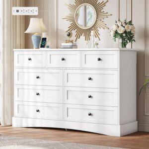 Hasuit White Dresser for Bedroom with 9 Drawers - B34