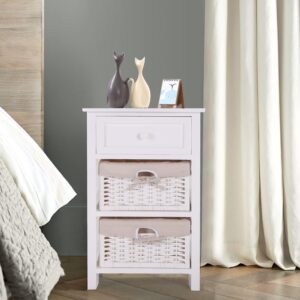 XMLYEC One-Drawer Nightstand with Two Removable Baskets - B38
