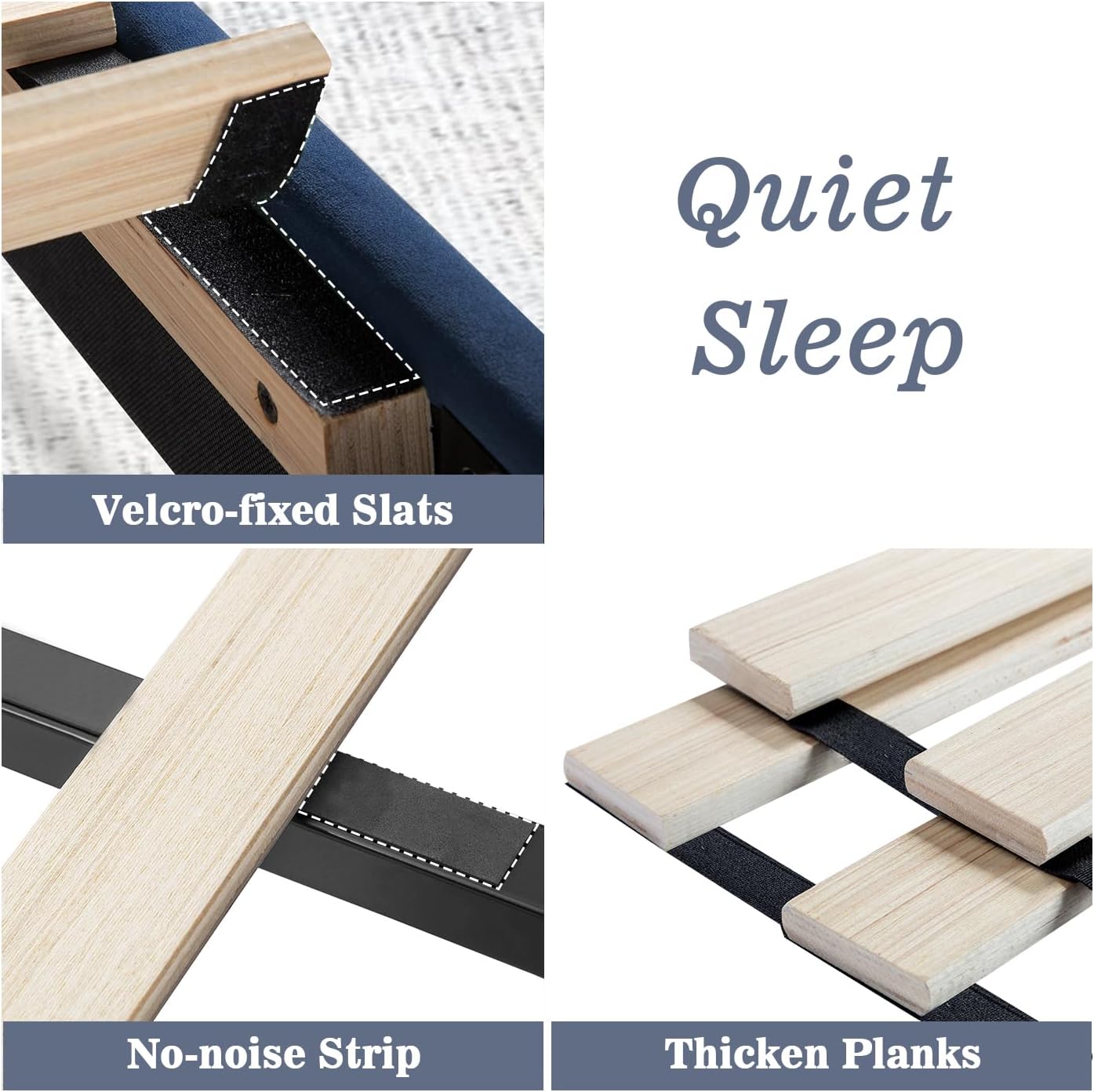 ALLEWIE Upholstered Platform Bed Frame with Adjustable Headboard and Wooden Slat Foundation - C12 - Image 9
