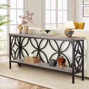 Tribesigns Narrow Sofa Table, Industrial Long Sofa Table Behind Couch