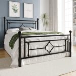 HOOMIC - Queen Size Metal Platform Bed Frame, Vintage Victorian Style - C13