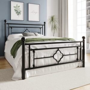 HOOMIC - Queen Size Metal Platform Bed Frame, Vintage Victorian Style - C13