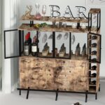 PAKASEPT Home Bar Table – 4-Tier Liquor Cabinet with Stemware Racks & Wine Storage Shelves - B21