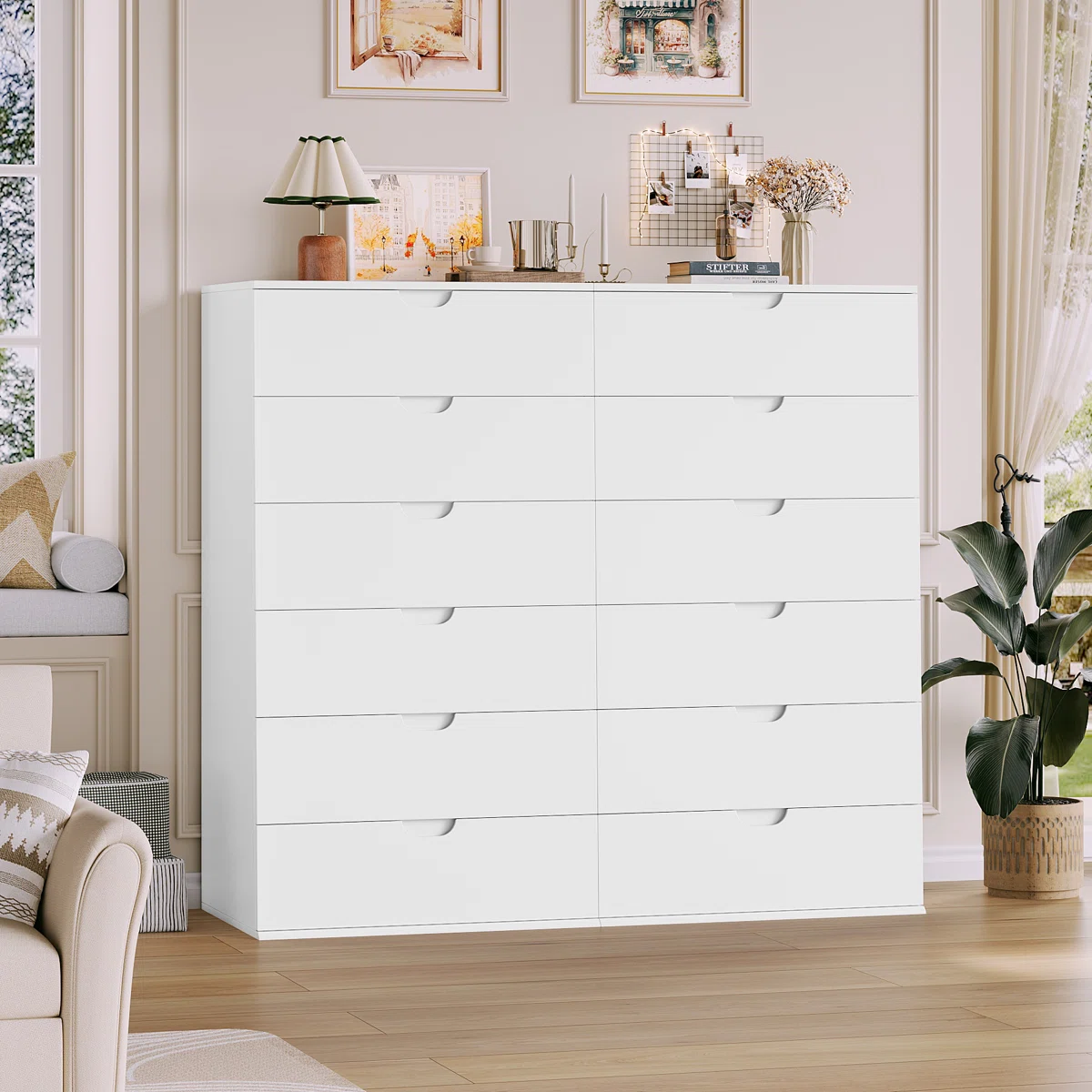 Wade Logan Auvo 6-Drawer Chest for Bedroom & Living Room, Handleless Design, White