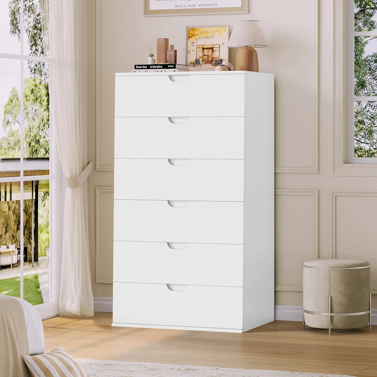 Wade Logan Auvo 6-Drawer Chest for Bedroom & Living Room, Handleless Design, White - Image 2