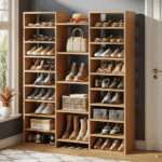 Tribesigns Wooden Shoe Rack, Freestanding Shoe Organizer with 23 Storage Shelves - A10