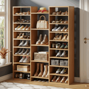 Tribesigns Wooden Shoe Rack, Freestanding Shoe Organizer with 23 Storage Shelves - A10
