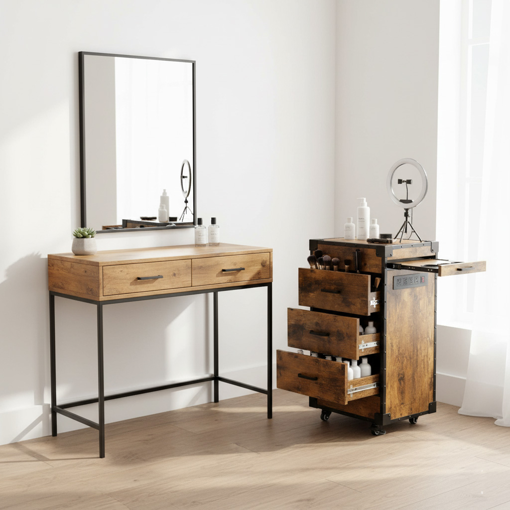 RESHABLE Rolling Salon Station Beauty Barber Spa Trolley Storage Cart w/ 3 Drawers - B31 - Image 3