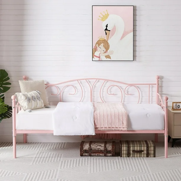 VECELO Twin Size Metal Daybed with Headboard and Metal Slat Support - C8 - Image 4