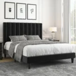 SIFURNI Modern Upholstered Platform Bed with Vertical Channel Tufted Headboard - C11