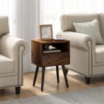 JAXPETY Wood Nightstand End Tables with Drawer & Shelf (Retro) - B7