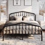 Lov4ever Queen Size Metal Bed Frame with Victorian Style Headboard/Footboard - C14