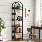Tribesigns 6-Tier Narrow Bookcase Arched Display Shelf - A7