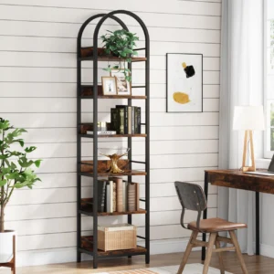 Tribesigns 6-Tier Narrow Bookcase Arched Display Shelf - A7