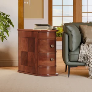 Tribesigns Wood Tall End Table, Narrow Side Table Nightstand with 2 Drawers - A31