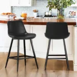 LUE BONA Counter Height Bar Stools with Backrest and Metal Footrest - E25