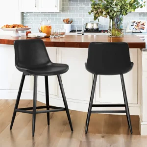 LUE BONA Counter Height Bar Stools with Backrest and Metal Footrest - E25