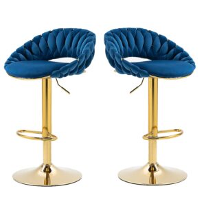 AHIOU HOME Set of 2 Adjustable Upholstered Swivel Metal Bar Stools with Backrest - E12
