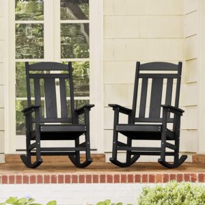LUE BONA Outdoor Rocking Chair, Weather-Resistant Poly Lumber Rocker - E14