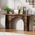 Tribesigns Console Table, Farmhouse Wood Sofa Wall Table Entryway Table with Curved Arch Brace - A21