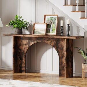 Tribesigns Console Table, Farmhouse Wood Sofa Wall Table Entryway Table with Curved Arch Brace - A21