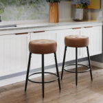 LUE BONA Counter Height Faux Leather Bar Stools with Backrest - E19