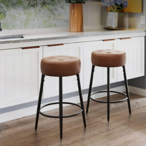LUE BONA Counter Height Faux Leather Bar Stools with Backrest - E19