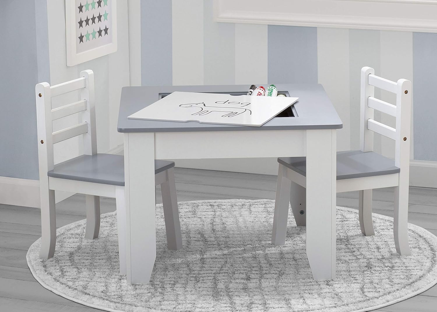 Delta Children Chelsea 3-Piece Table and Chairs Set with Storage - D8 - Image 2