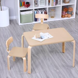 LERIYOU Square Kids’ Table with 4 Chairs – Children’s Furniture Set - D4