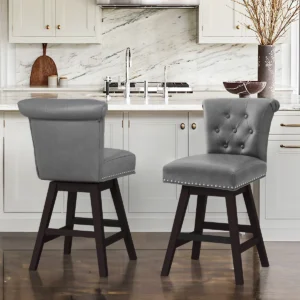  Aralis Swivel Counter Stool with Upholstered Seat and Back - E34