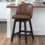 COZYMAN Upholstered Bar Stools with Nailhead Trim and Footrest - E3