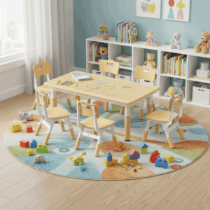 BRELLEY Adjustable Kids’ Multi-Activity Table with Chairs – Graffiti & Classroom Style - D3