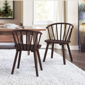 LUE BONA Espresso Dining Chairs, Farmhouse Wood Dining Chairs with Semicircular Backrest - E21