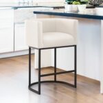 LUE BONA Upholstered Bar Stools with Backrest, Modern Counter Height Chairs - E2