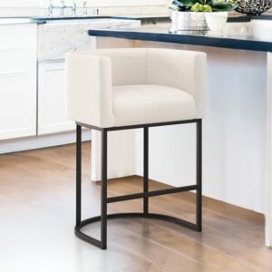 LUE BONA Upholstered Bar Stools with Backrest, Modern Counter Height Chairs - E2