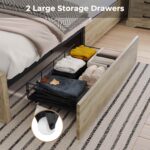 SIKAIC Bed Frame with LED Lighting, Charging Station, and Sliding Barn Door 