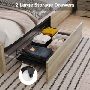 SIKAIC Bed Frame with LED Lighting, Charging Station, and Sliding Barn Door 